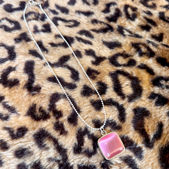 Vintage Pink Pendant Ball Chain Necklace Choker - Picture 2 of 7